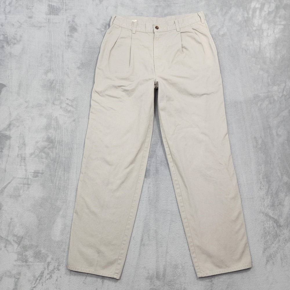 Vintage Dockers Pants Mens 32x32 Beige Classic Fit Pleated Chino Straight Khakis